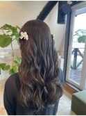 ◎透明感アッシュグレージュ×ぱっつん前髪×ロング