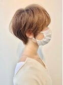 ◇ショートボブホワイトグレージュミニウルフチェリーブラウン