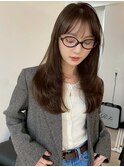 顔周りレイヤーカットロングレイヤーボブ韓国ヘアハッシュカット