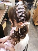 【ひもリボン☆クロス編みツインテール】