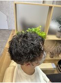 ソフトツイストスパイラルパーマ×アップバング×ツーブロック
