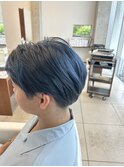 #ネイビーカラー#ブリーチカラー×刈り上げショート20代30代40代