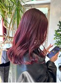 カシスカラーピンクラベンダー暖色カラーブリーチダブルカラー