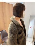 "久保田"切りっぱなし前下がりまとまるボブぱっつん前髪