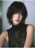 ☆ホワイトグレージュミニウルフデジタルパーマチェリーブラウン