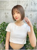 切りっぱなしボブ×ブリーチなしベージュブラウン[仙台]