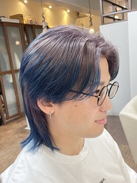 スタジオフォーエイチ(STUDIO 4H) エンドカラー/デザインカラー/センターパートウルフ/シルバー