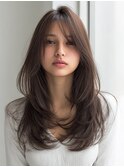 ミディアムレイヤー/ハッシュカット/ブラウン/シャギーカット