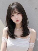ユーフォリア 渋谷グランデ(Euphoria SHIBUYA GRANDE)&nbsp;ミディアムレイヤー 韓国ヘア 顔周りレイヤー グレージュカラー