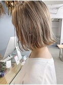 透け感ペールベージュ×切りっぱなしボブ*fukuda
