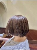 大人女性ゆるっとショート グレーベージュ/40代