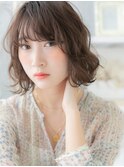 ■抜け感ウェーブパーマオリーブベージュボブ314-2上尾20代30代