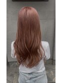 ロングレイヤーブリーチカラーピンクベージュ