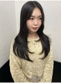 【レイヤーカット/ダークグレージュ/暗髪透明感カラー/20代】