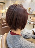 ラベンダーピンク×大人ショートボブ