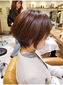 アッシュブラウンオフィスヘアネオウルフ外ハネボブ 