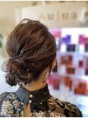 大人、無造作お団子　アレンジ　ダウンセット
