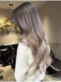 ダブルカラーベージュカラーケアブリーチカラーバレイヤージュ