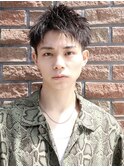 ハーフアップバングソフトツイストパーマツーブロック刈り上げ