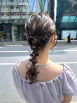 ヘアセット 結婚式ヘア お呼ばれヘア ローポニー 編み下ろし