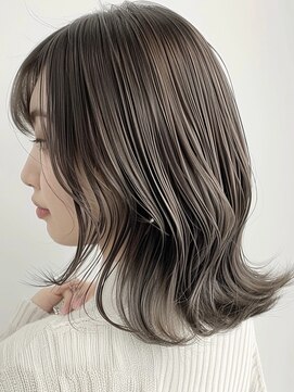 ネックス 表参道本店(nex) デザインカラーレイヤーカットウェットヘアオリーブベージュ白髪