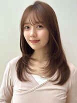 バイオレットジェム(Violet`jem)&nbsp;ミディアムレイヤーカットマロンベージュ顔まわりカットKA-132