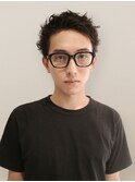 束感メンズパーマツイストスパイラル短髪アップバング