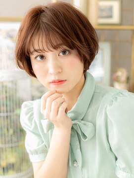 カバーヘア ブリス 志木南口駅前店(COVER HAIR bliss) ミルクティーベージュブリーチなし丸みショートボブc8志木30代