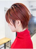 オレンジショート_スリークボブ厚めバングローライト_ba283251