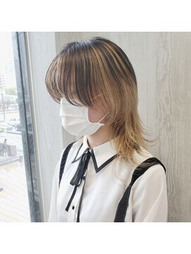 タブーセントラル(TABOO Central) 《TABOO Central》ミディアムウルフカット・アンブレラカラー