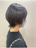 ショートヘア_マロンベージュ Aラインボブ かきあげ
