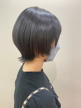 フロート 小阪店(float) ショートヘア_マロンベージュ Aラインボブ かきあげ