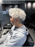 アップバングショート×ツイストスパイラルパーマ