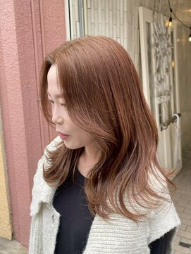 ヘアプレイスソル (HAIR PLACE SoL) 顔まわりレイヤー/オレンジベージュ/艶髪