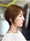 【似合わせボブ】ペールオレンジ/チョコレートブラウン