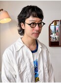 メンズウルフ/ニュアンスパーマ/ミディアム/マレットヘア