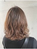 無造作ふわふわフラッフィーパーマ ハイトーンブラウン