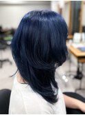 ネイビーブルー/ウルフカット/ロングウルフ/ブリーチ/上大岡