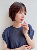 大人ショートボブ前髪ありひし形丸み丸顔絶壁面長K20240806