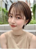 顔周りレイヤー小顔丸みショート/ブリーチなし透明感カラー/池袋