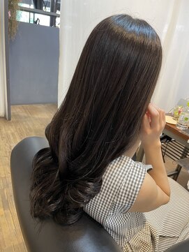 アオゾラヘアーカミノウラ(AOZORA HAIR kaminoura) *うる艶髪*ビターショコラ_つやつやロング×ソフトグレージュ