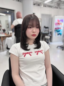 ハピネス 梅田茶屋町店(HAPPINESS) ミディアムレイヤー オルチャンレイヤー シアーグレージュ