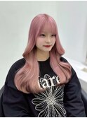 14428ブリーチ＆ダブルカラーラベンダーピンクレイヤーロング