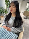 韓国レイヤーダークグレイハッシュカットブリーチなしカラー