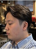 サイドパート×アップバング