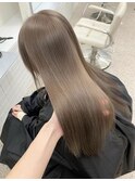 イメチェン/ピンクベージュ/アンブレラカラー/前髪/梅田