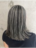 素敵な大人の白髪ぼかし/福岡ハイライト/福岡地毛にハイライト