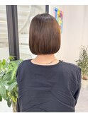 ボブ　切りっぱなしボブ　髪質改善　縮毛矯正　丸みボブ　前髪