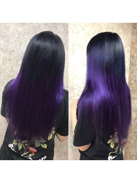 エクステ専門店あるじゃんすー 宇都宮店 Purple×Blueツヤ感ロング#エクステ#栃木#グラデーションカラー