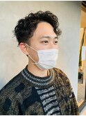 波打ちパーマ×ツーブロック